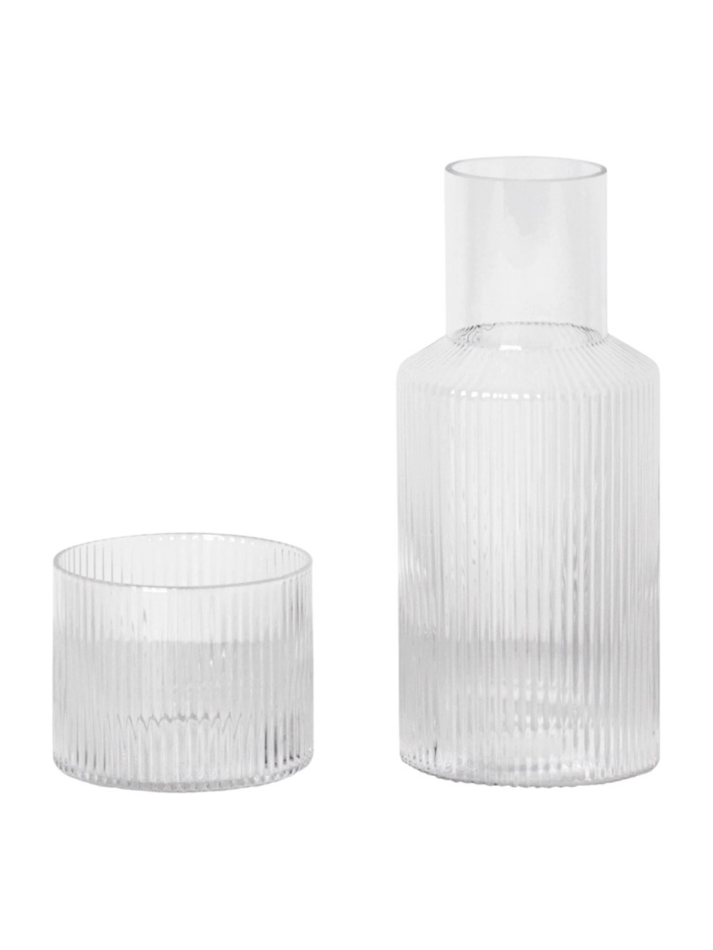 Ferm Living Ripple Glass Carafe Set in Clear